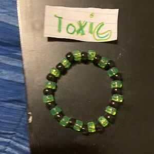 Green and Black Beaded Bracelet